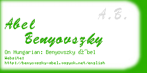 abel benyovszky business card